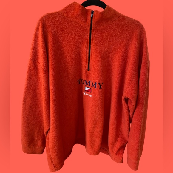 Vintage Tommy Hilfiger Sports Fleece - Bright Orange Half-Zip - Picture 4 of 5
